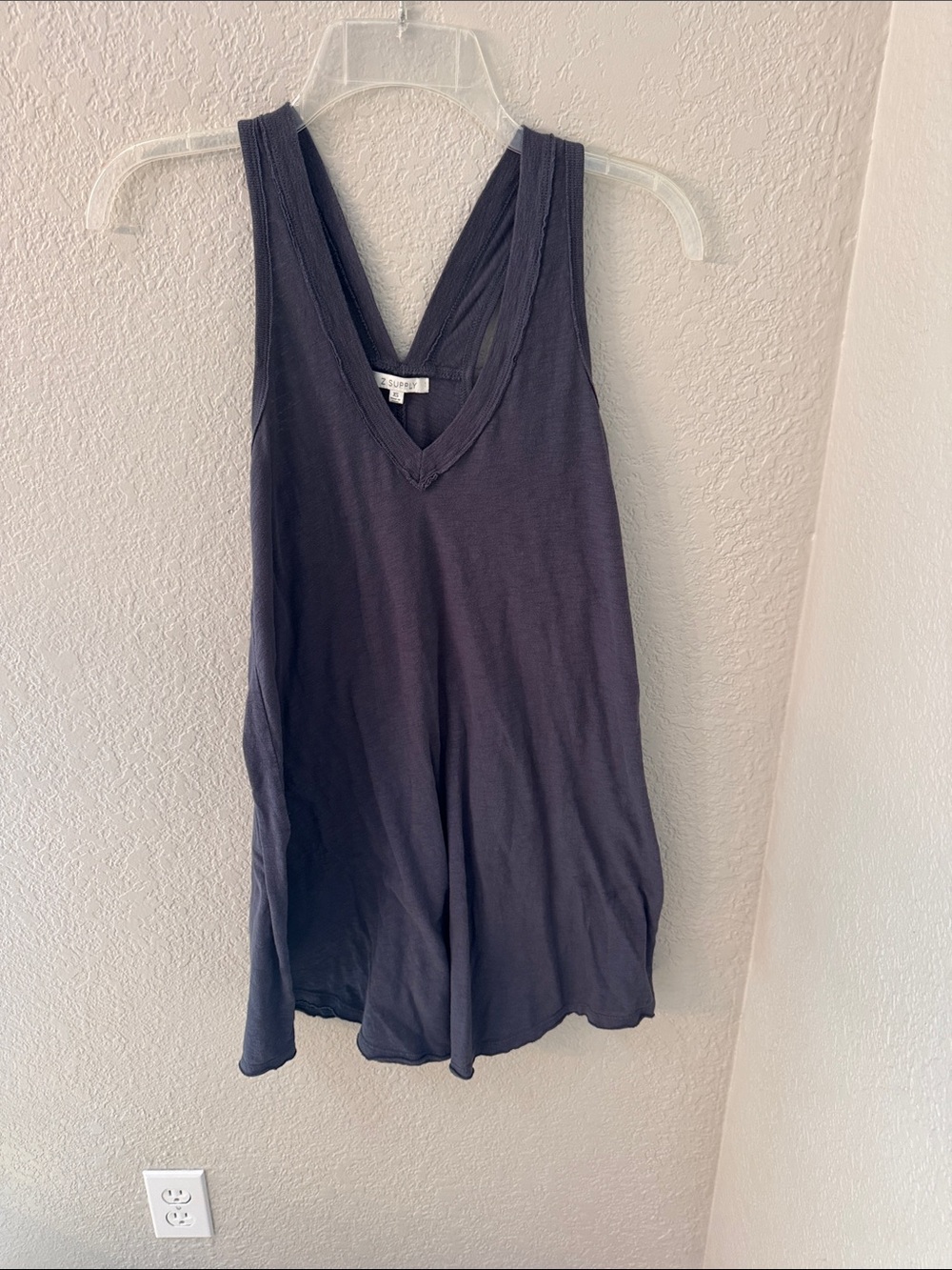 Z Supply Deep V Babydoll Tank Top - Charcoal Gray